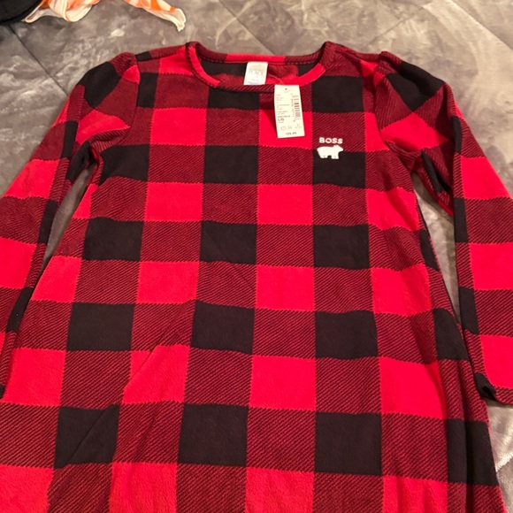 Red and Black Plaid Long Sleeve night gown - Picture 1 of 1